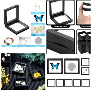 New 9 Storage Box Floating Display Cases Frame Box 3D Membrane Jewelry Stones
